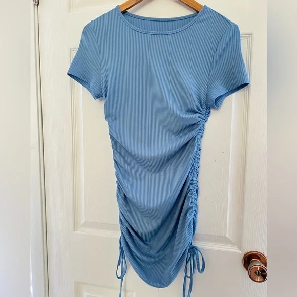 SHEIN Light Blue Ruched Mini Dress - Picture 2 of 3